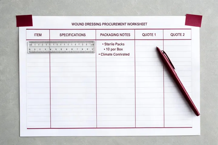 Buyer requirement worksheet for wound care supply factory outreach